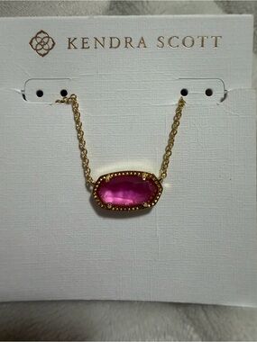 Kendra Scott Hot Pink and Gold Elisa Pendant Necklace NWT